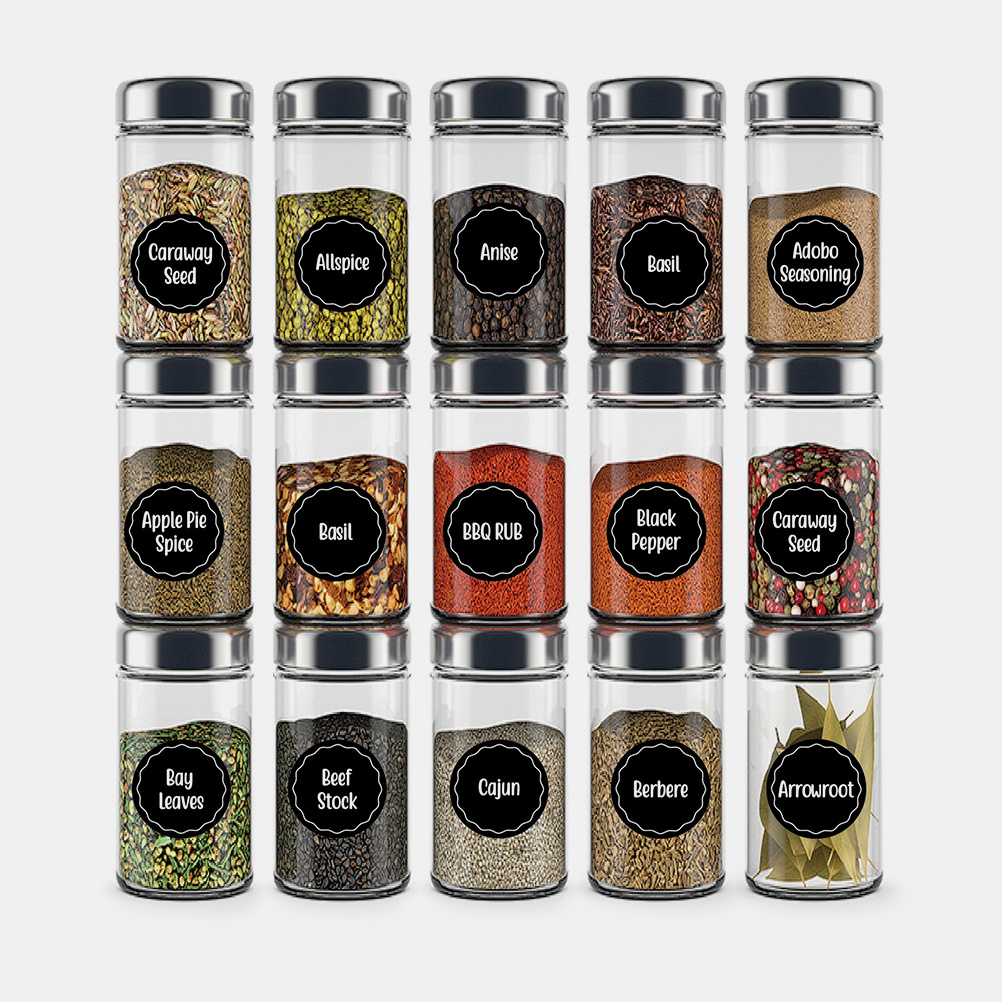 Kitchen Baking Organization - 144 Stück wasserdichte rechteckige Gewürzetiketten Aufkleber