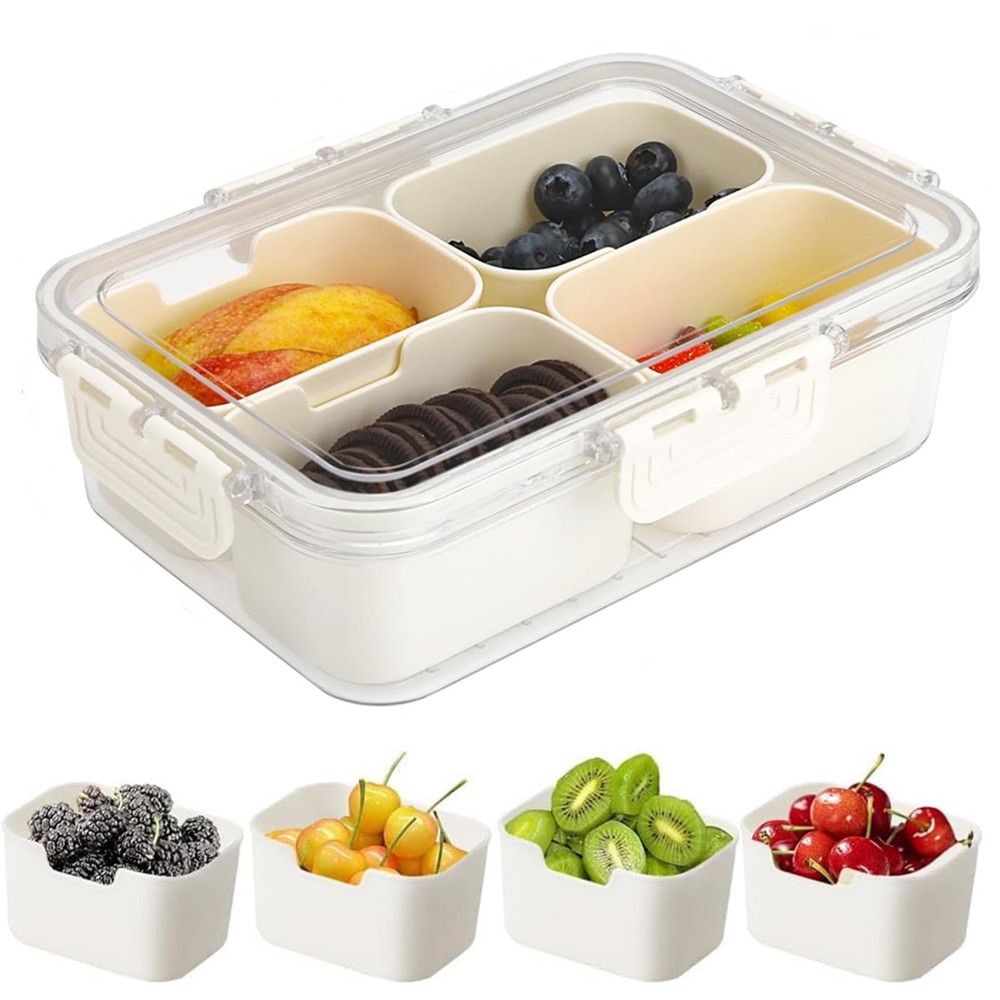 Kitchen Baking Tins - Tragbare Lebensmittel-Aufbewahrungsbox, Snackbox, 4 Fächer mit