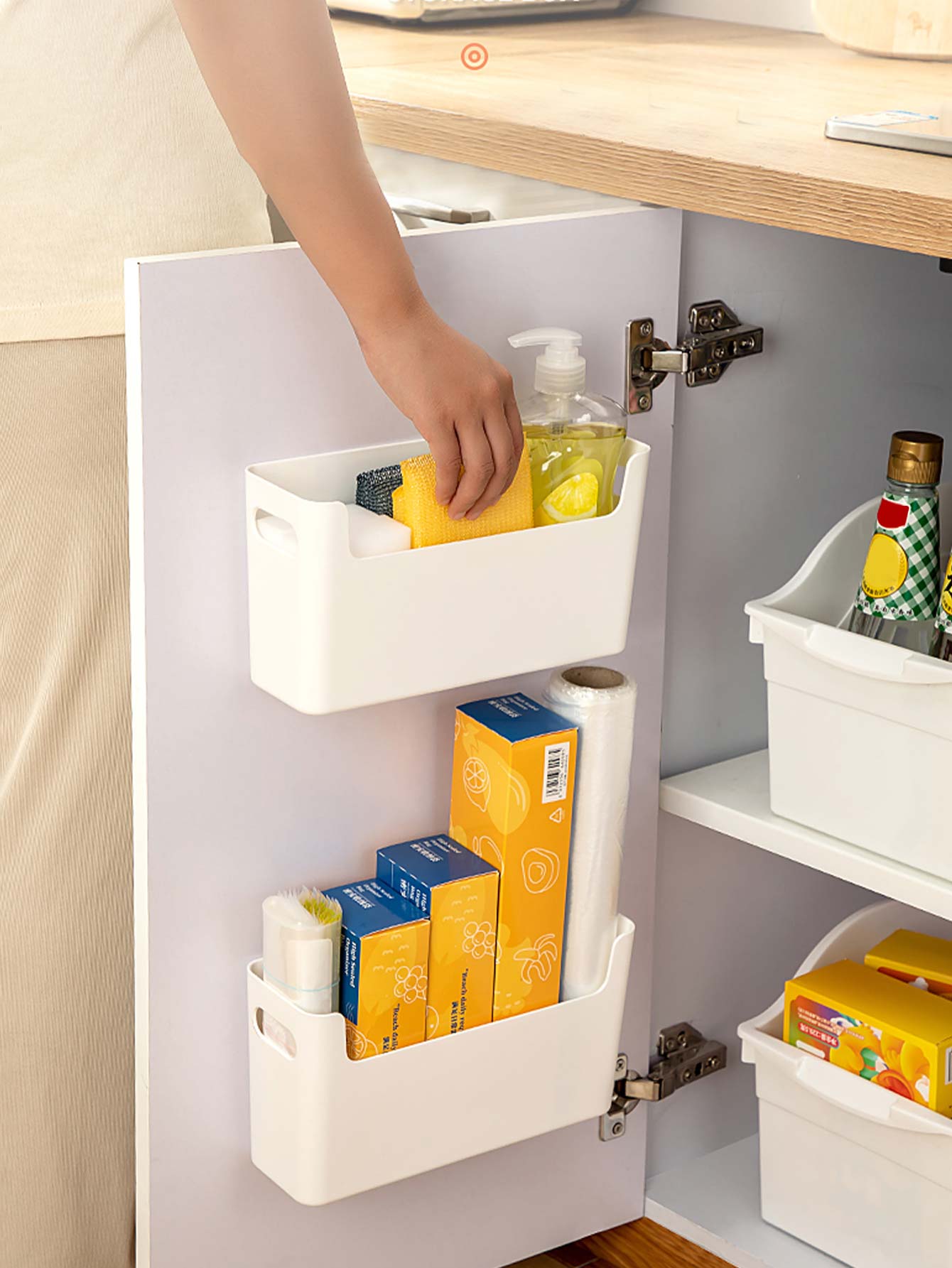 Kitchen Baking Tins - Punch-Free Schranktür-Organizer aus Kunststoff, wandmontierte Aufbewahrungsbox,