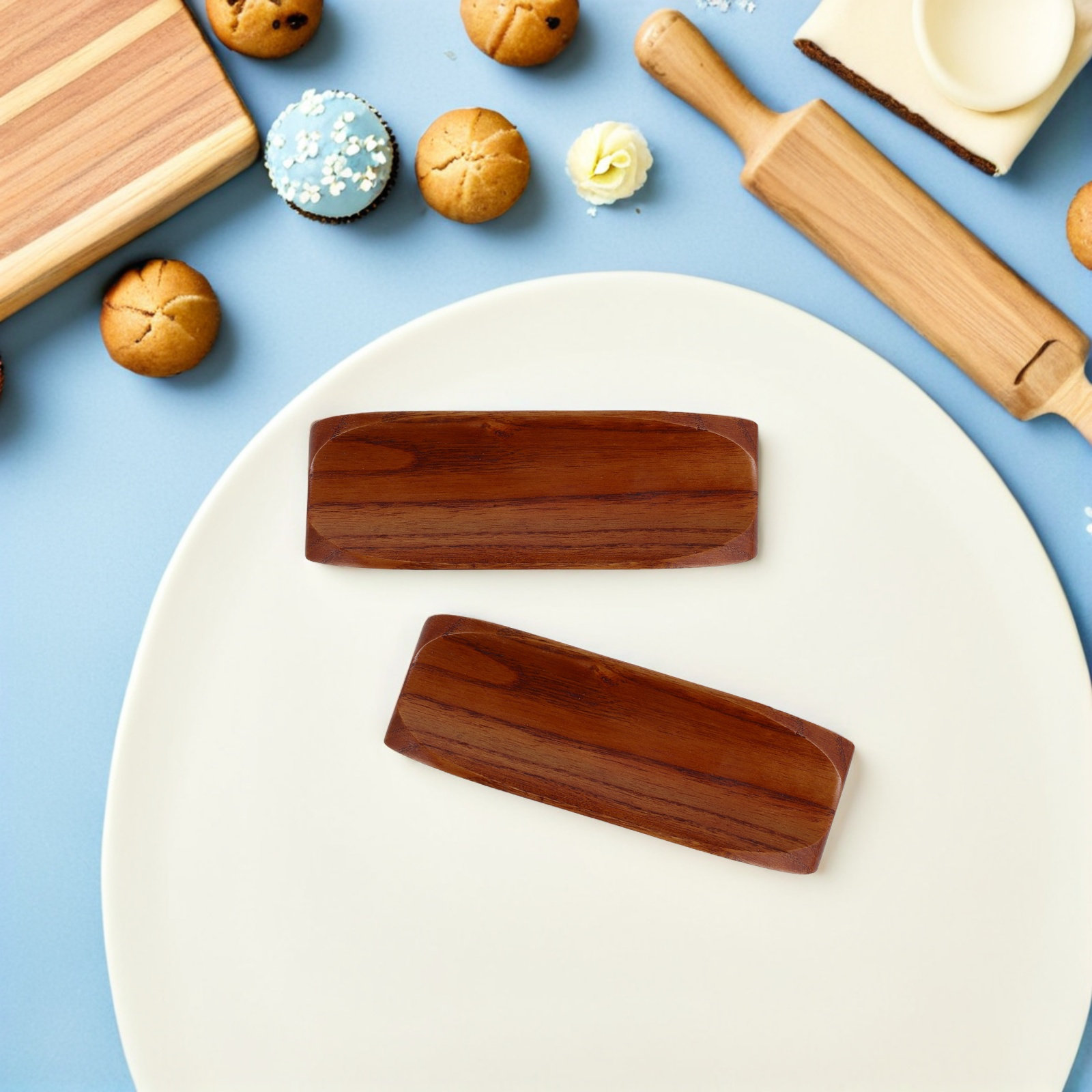 2 Stück Holz-Teigrollenhalter, – Kitchen With Baking Station Bewertung und Preis